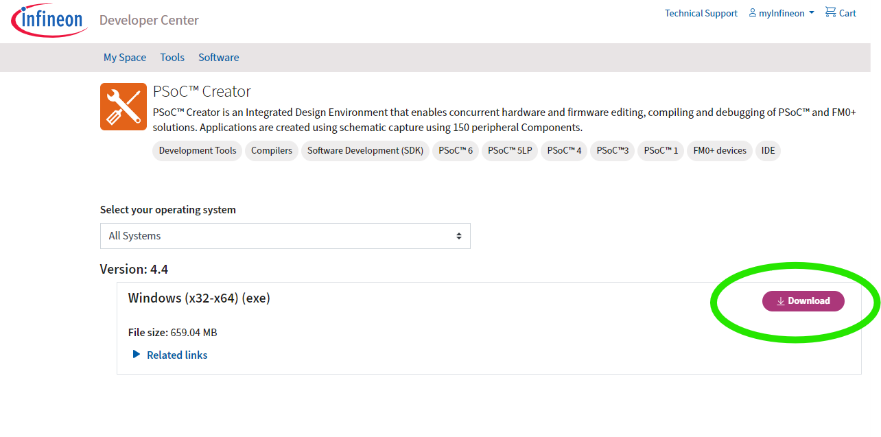 This is the next window that shows the operating system and software version before the download.