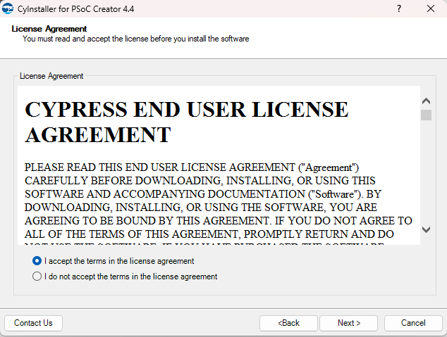 Showing the one of the two License agreements you will need to agree to.