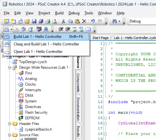 Showing how to “<strong>Build</strong>” the current project or “<strong>Clean and Build</strong>” it.