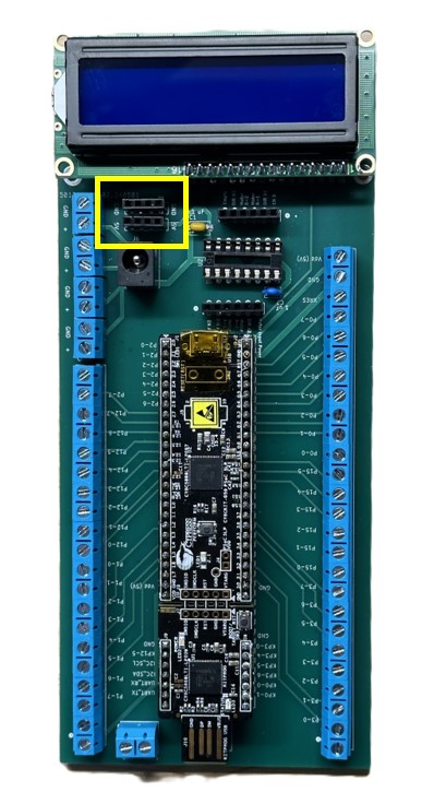 The yellow box indicates a point of connection for multiple 5 volts and ground connections.