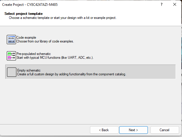 Showing the project template window that will appear as you create a new project.