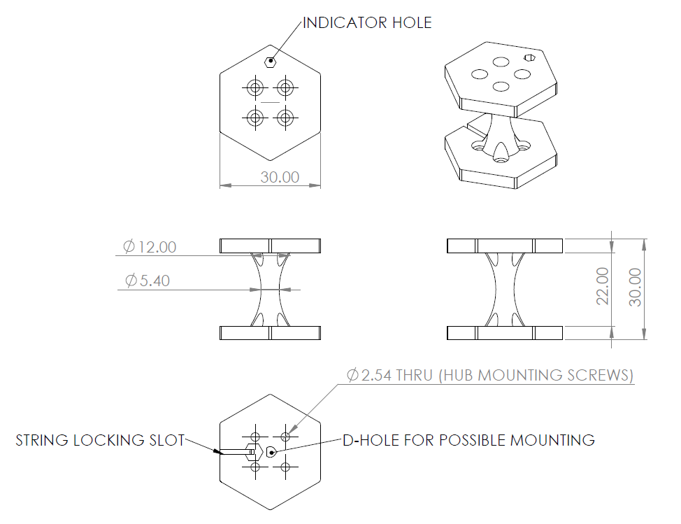 Dimensional drawing of the Torque Spool.